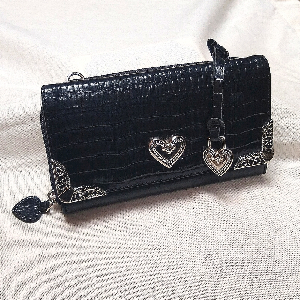 Brighton black leather clutch
